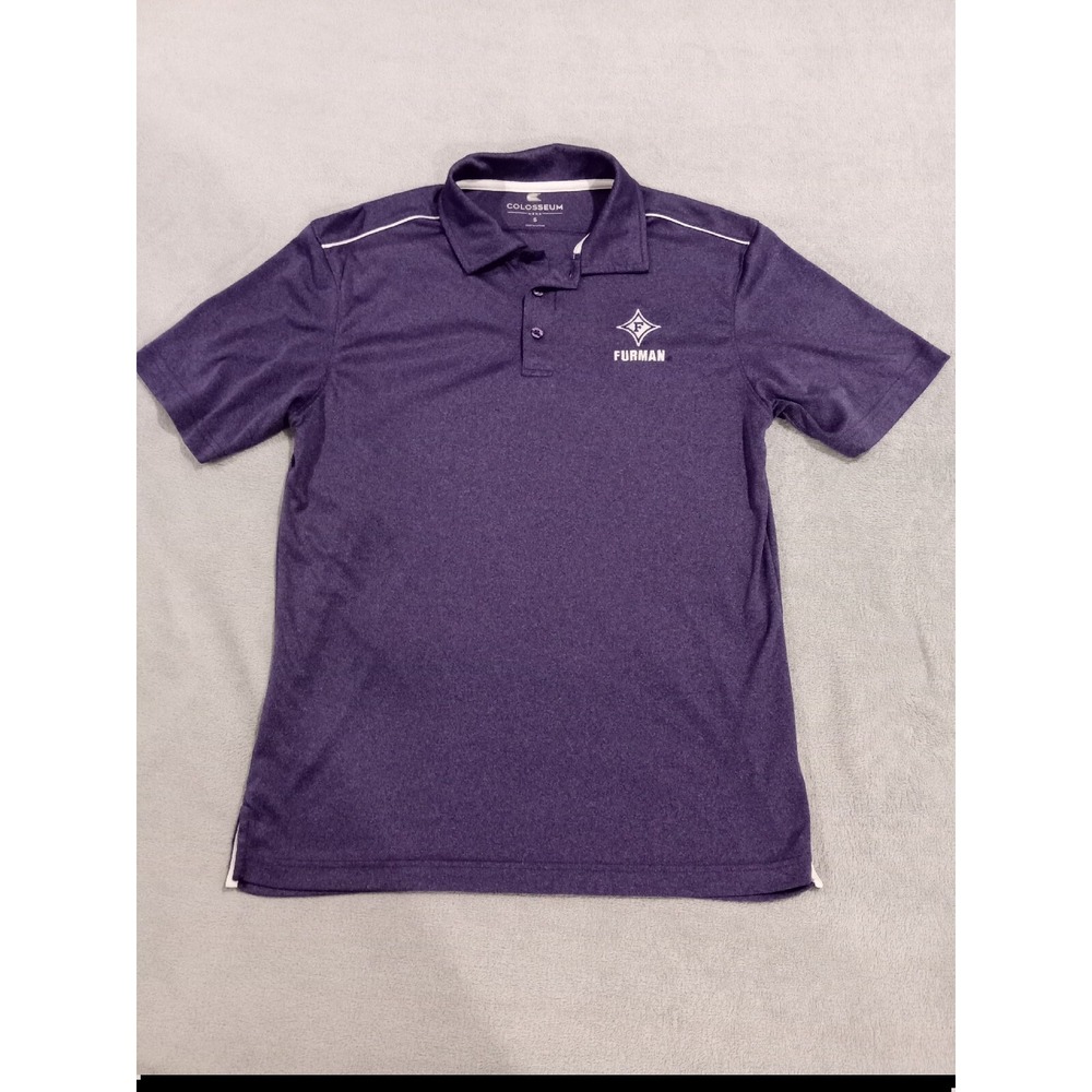 Mens Colosseum Furman University Short‎ Sleeve Golf Polo Shirt Purple Small